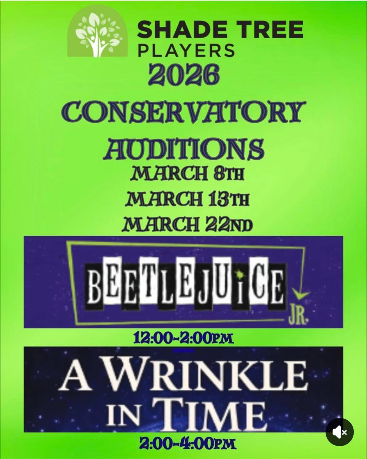 CONSERVATORY AUDITIONS!